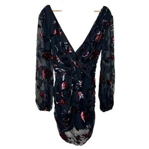 Majorelle Floral Velvet Burnout Mini Dress Womens XL Whimsigoth Witchy